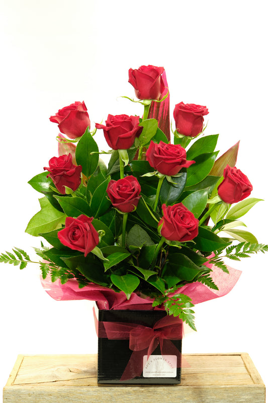 Radiant red roses box